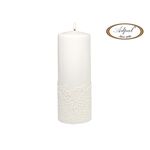 Świeca pieńkowa 20 x 7 cm koronka V lakier biała