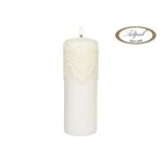 Świeca pieńkowa 20 x 7 cm koronka IV lakier matowy biała