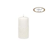 Świeca pieńkowa 15 x 7 cm koronka V lakier biała