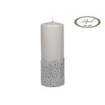 Świeca pieńkowa 20 x 7 cm koronka V jasny lakier popiel