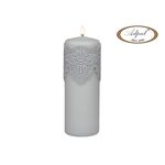 Świeca pieńkowa 20  x 7 cm  koronka lakier matowy jasny popiel