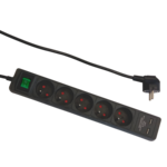 Przedłużacz 5-gniazdowy + 2 x USB 2,4 A i łącznikiem 1,4 m grafitowy