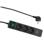 Przedłużacz 3-gniazdowy + 2 x USB 2,4 A i łącznikiem 1,4 m grafitowy