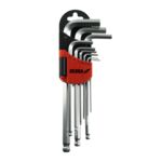 Zestaw kluczy sześciokątnych z kulką długich 9szt, CRV, 1.5-10 mm DEDRA