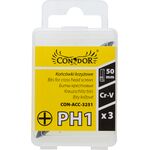 Końcówka krzyżowa PH1 x 50 mm, zestaw: 3 sztuki Condor