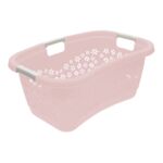 Kosz na pranie Lasse z miękkimi uchwytami 50 l różowy keeeper