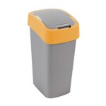 Kosz na śmieci 45 l srebrny / pomarańczowy