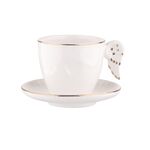 Filiżanka dolomitowa ze spodkiem i uchwytem w kształcie skrzydeł 200 ml