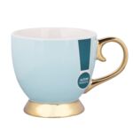 Filiżanka jumbo na stopce Aurora Gold 400 ml błękitna mięta