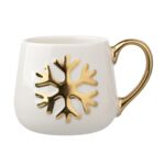 Kubek beczułka 350 ml ze złotą wypukłą dekoracją śnieżynka