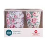 Zestaw prezentowy kubek porcelanowy Charlotta 300 ml jasny z puszką 9 x 11,5 cm