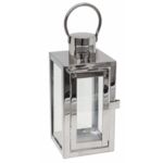 Latarnia Barcelona na świece mała S srebrna 23 x 10 cm