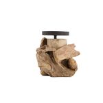 Świecznik z naturalnym drewnem 18 x 13 cm