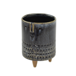 Osłonka ceramiczna na nóżkach twarz czarna 15 x 20,5 cm