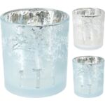 Uchwyt na tealight szklany 2ass 8 x 7 cm biały