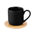 Filiżanka ALISA ze spodkiem bambusowym 260 ml czarna