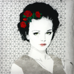 Obraz haftowany Kobieta 56 x 56 cm
