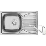 Zlewozmywak z baterią stal Deante