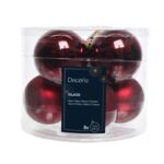 Bombki szklane mix 7 cm bordowe