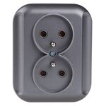 Gniazdo podwójne 2x2p+Z 16A, 250V TOPAZ antracyt