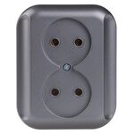 Gniazdo  podwójne 2x2p 16A, 250V TOPAZ antracyt
