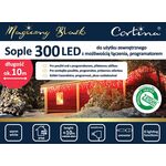 Lampki 300 LED sople zewnętrzne na transformator ciepły biały programator CORTINA POLAND