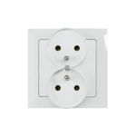 Gniazdo podwójne z/u z ramką białe POLA