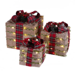 Zestaw prezentów z LED brązowo-czerwony