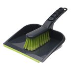 Komplet zmiotka + szufelka z gumką SUPREMO popiel/limonka