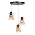 Lampa wisząca FELIS czarny 3 x 60 W E27 klosz bursztynowy