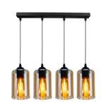 Lampa wisząca BISTRO czarny 4 x 40 W E27 klosz brązowy