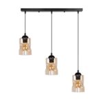 Lampa wisząca FELIS czarny 3 x 60 W E27 klosz bursztynowy