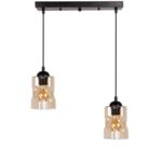 Lampa wisząca FELIS czarny 2 x 60 W E27 klosz bursztynowy