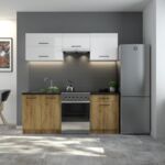 Zestaw mebli kuchennych Mito 5 elementów biało-brązowy Deftrans