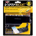 Trójnik 12 x 24 V na kablu z gniazdem USB Moje Auto VIRAGE