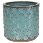 Donica 4397 szkliwo CYLINDER mrozoodporna 17 x 16 cm morski błękit 021