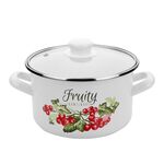 Garnek emaliowany prosty KALINA pokrywka 18 cm 2,6 l