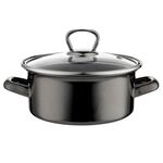 Garnek emaliowany prosty niski METALICO pokrywka 16 cm 1,4 l