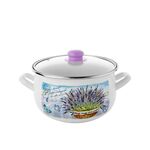Garnek emaliowany pyza LAVANDA pokrywka 16 cm 2,2 l