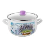 Garnek emaliowany pyza LAVANDA pokrywka 22 cm 5,3 l