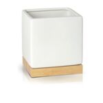 Osłonka ceramiczna kwadrat bamboo biała 18 cm
