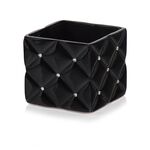 Osłonka ceramiczna kwadrat glamour czarna 14 cm