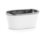 Osłonka ceramiczna rynna owal biało-srebrna 17 cm