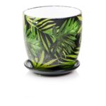 Donica ceramiczna z podstawkiem 17 cm zielony
