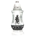 Znicz szklany róża 28 cm biały