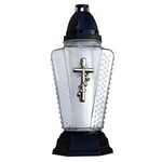 Znicz szklany krzyż 31,5 cm złoty