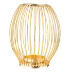 Świecznik metalowy szprosowy 12 x 12 x 18 cm złoty