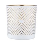 Świecznik szklany geometryczny 7 x 8 cm biało-złoty