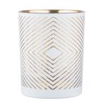 Świecznik szklany geometryczny 10 x 12,5 cm biało-złoty