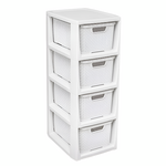 Regał z koszykami rattan BQ-1726 4 x 7 l biały antyczny